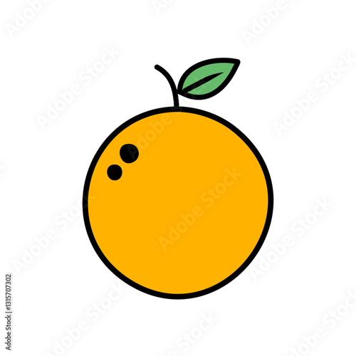 Orange fruit flat icon. Vector illustration.