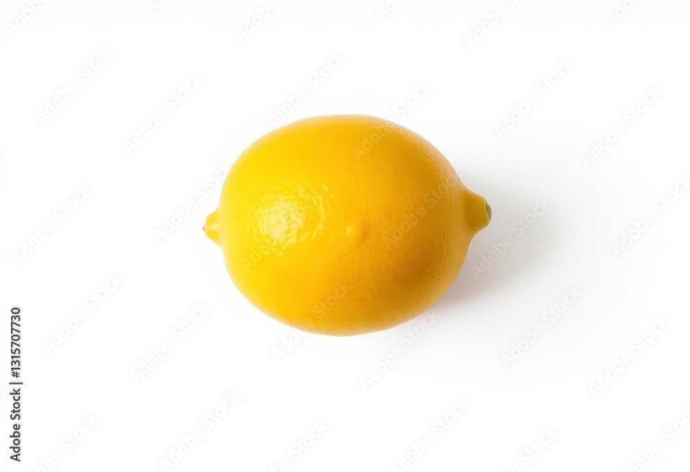 A single, ripe lemon isolated on a pure white background, image, bright A single, ripe lemon isolated on a pure white background, image, bright