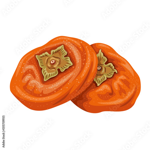 Illustration of dried persimmon, isolated on white background.