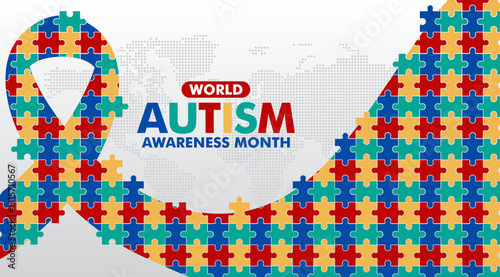 Autism Awareness Month. Design suitable for banners, greeting cards, posters, prints, social media posts, flyers, and t-shirts.