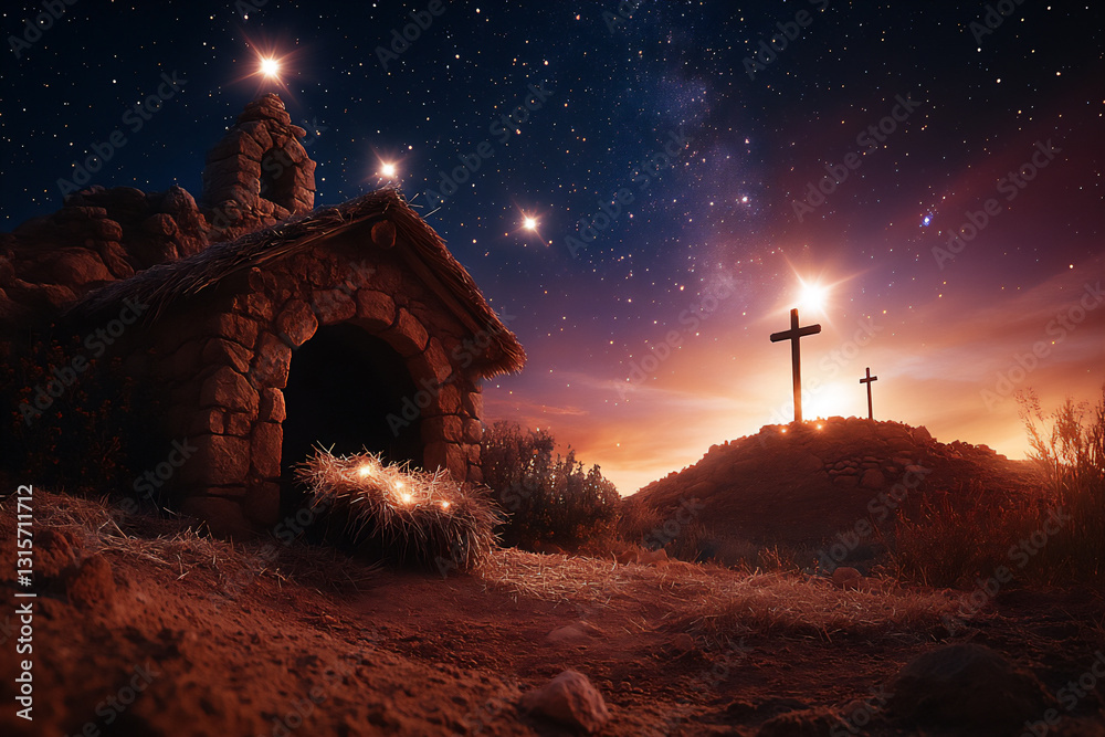 Fototapeta premium a manger in the foreground,