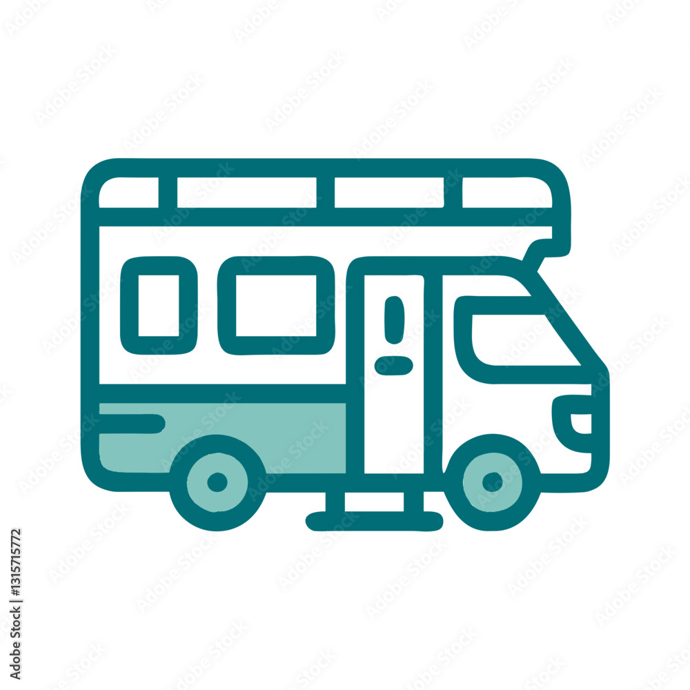 Minimalist vector icon of a camper van with clean lines, ideal for travel, road trips, and outdoor adventure designs. Minimalist vector icon of a camper van with clean lines, ideal for travel, road trips, and outdoor adventure designs.