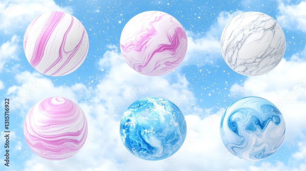 Abstract Marble Spheres Celestial Background Dreamy Design Swirl Pattern Pastel Colors Abstract Marble Spheres Celestial Background Dreamy Design Swirl Pattern Pastel Colors