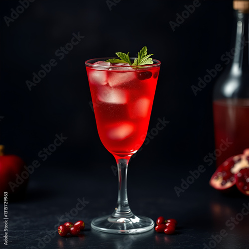 Wallpaper Mural Deculent pomegranate mixed drink against a dark backdrop Torontodigital.ca