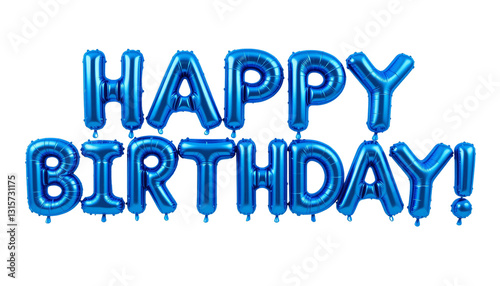 Blue Happy Birthday Balloons Floating for Celebration and Party Decoration