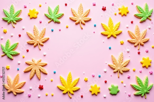 Colorful Cannabis Leaf Cookies, Edible Art for Festive Occasions