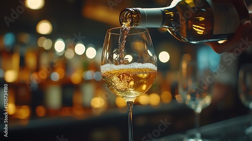 Wallpaper Mural Wine pouring, bar, night, bubbles, drink, alcohol, bokeh, service, restaurant, hospitality Torontodigital.ca