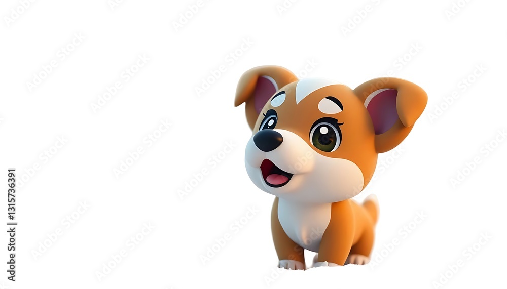 Cute Cartoon Dog Character Standing Isolated on White Background Cute Cartoon Dog Character Standing Isolated on White Background