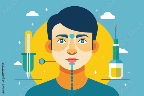 This illustration showcases a customizable semi-flat rhinoplasty concept, focusing on personal aesthetics, Rhinoplasty Customizable Semi Flat Illustration