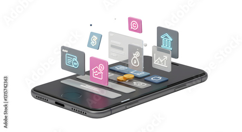 Financial application interface design showcasing innovative mobile banking services
