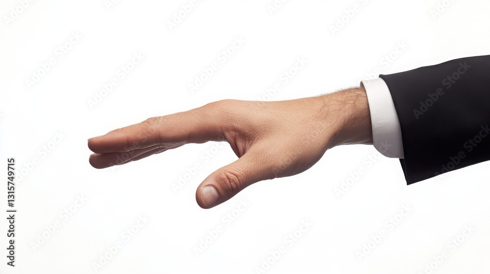 Reaching Hand in Suit Jacket Isolated on White Background Reaching Hand in Suit Jacket Isolated on White Background