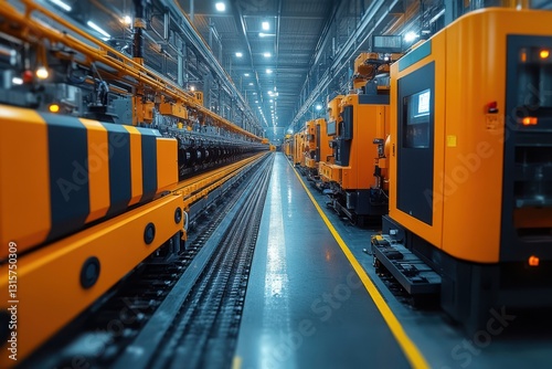 A modern plastic production facility with injection molding machines and other high-tech equipment.