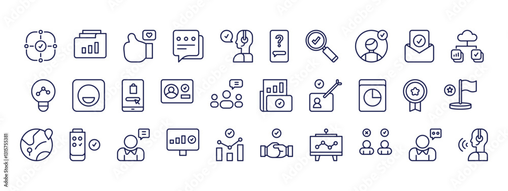 Set of Business and Marketing Icons Representing Various Aspects of Corporate Strategy and Growth in a Modern Office Environment Set of Business and Marketing Icons Representing Various Aspects of Corporate Strategy and Growth in a Modern Office Environment