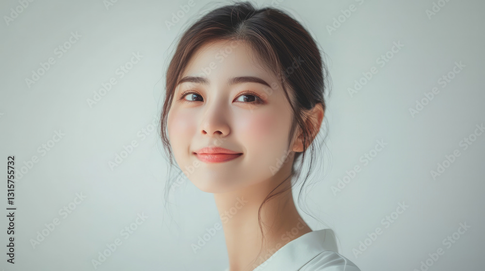 A beautiful Japanese woman with an elegant smile, generative AI A beautiful Japanese woman with an elegant smile, generative AI