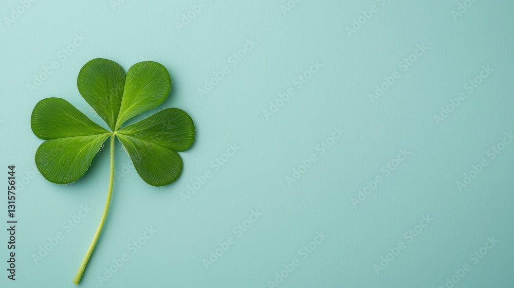 A vibrant green four-leaf clover positioned against a soft blue background, symbolizing luck and prosperity. A vibrant green four-leaf clover positioned against a soft blue background, symbolizing luck and prosperity.