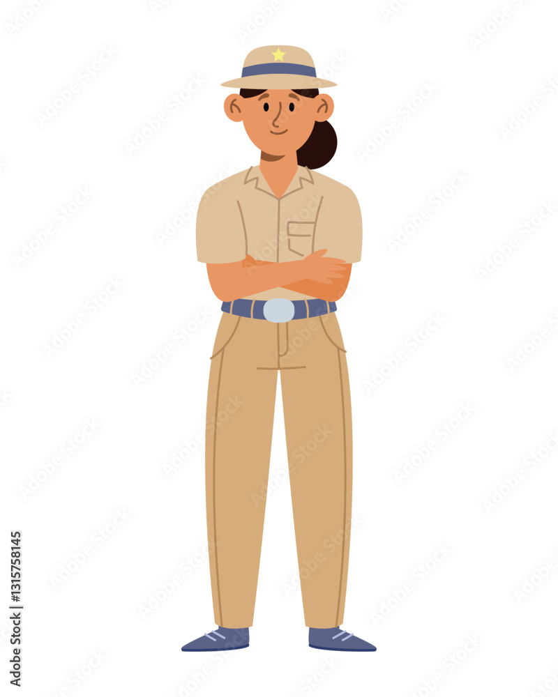 Indian Police Standing Arms Crossed Indian Police Standing Arms Crossed