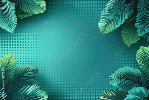 Vibrant Teal Texture Vector Banner with Halftone Dotted Background for Serene Designs
