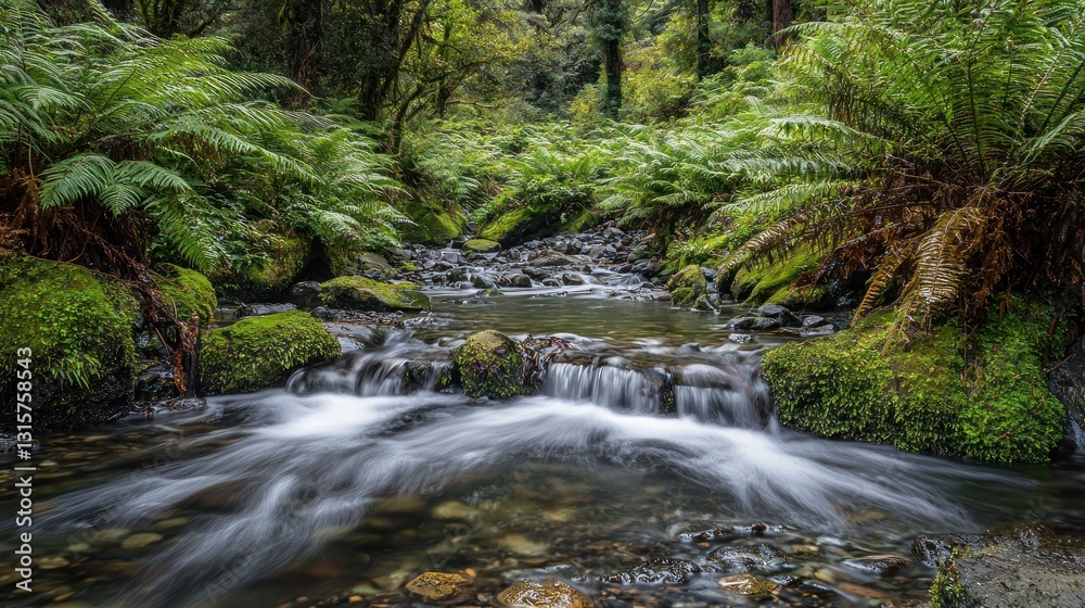 Serene Forest Stream: A Tranquil Escape in Lush Green Nature Serene Forest Stream: A Tranquil Escape in Lush Green Nature