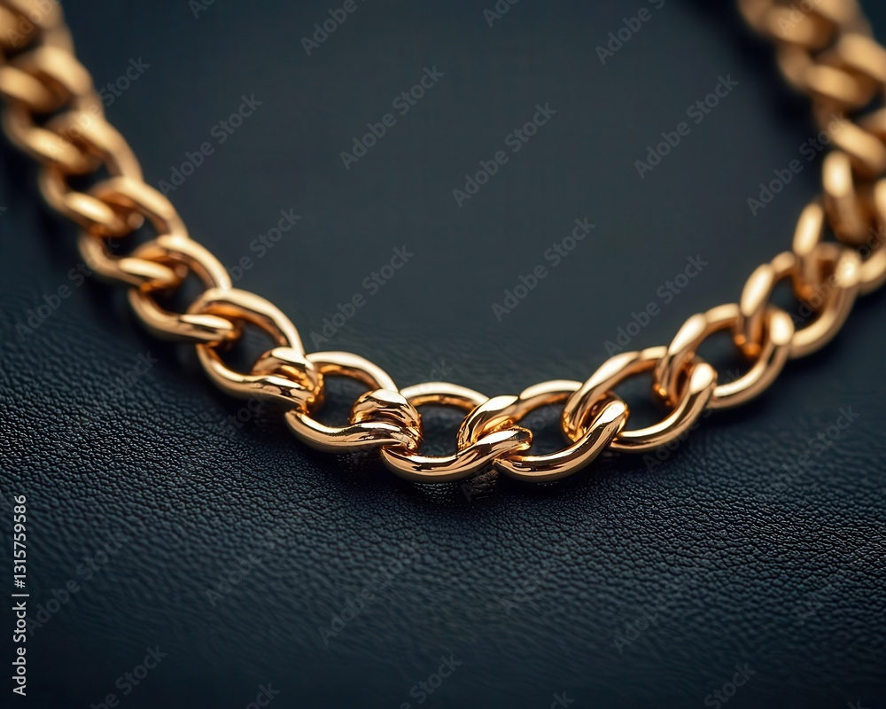 Obraz premium Abstract closeup of tennis necklace links glowing with brilliance, isolated on a seamless black surface
