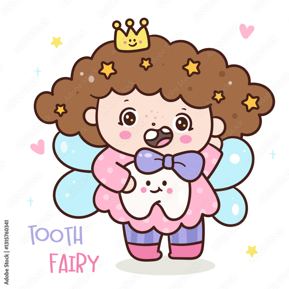 tooth fairy cute baby cartoon girly angel toddlers playing Kawaii girl princess happy tooth fairy cute baby cartoon girly angel toddlers playing Kawaii girl princess happy