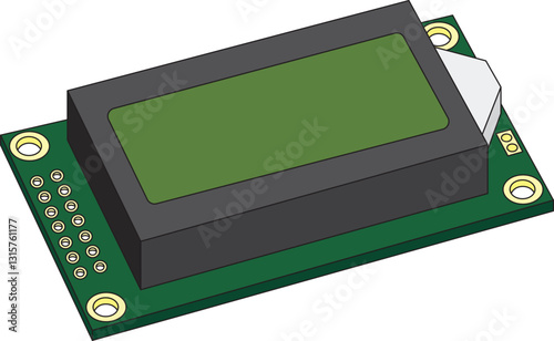 realistic radio component display LCD 0802 side view color drawing