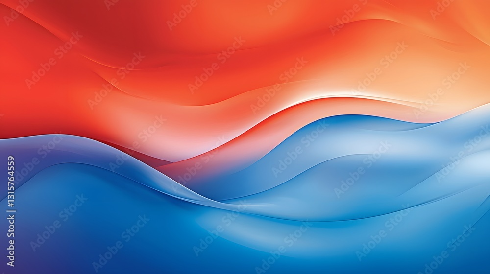 Fototapeta premium Abstract Colorful Waves in Red and Blue with Soft Gradients and Fluid Motion