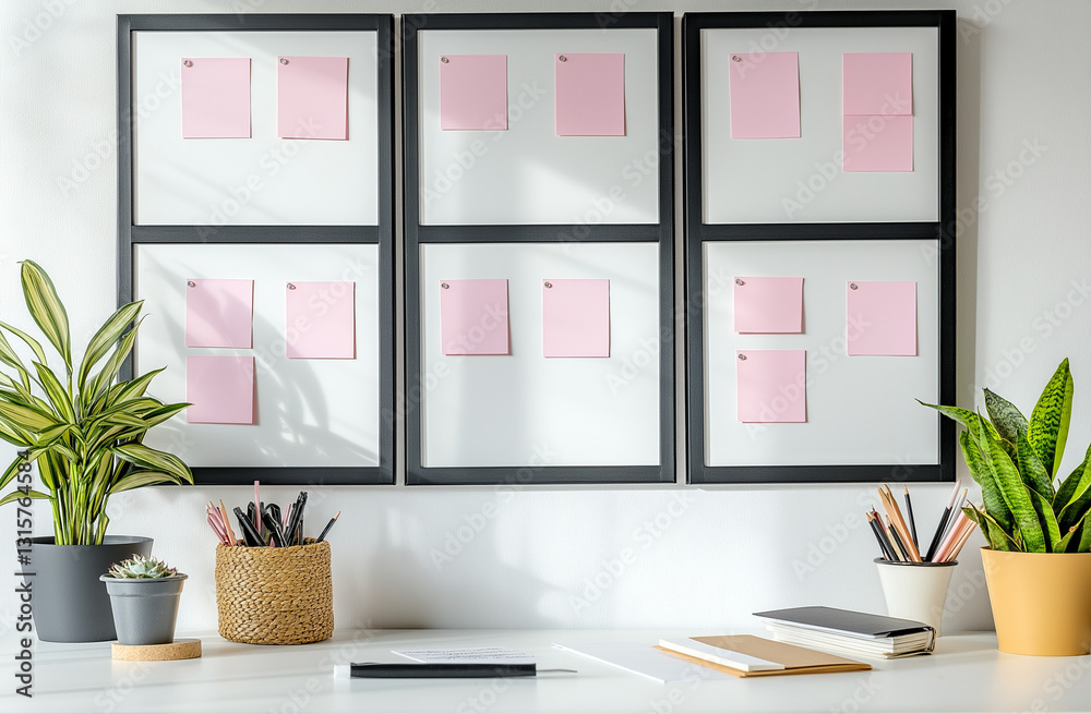 Fototapeta premium Modern office room, modern office interior with computer, office interior with a table and chairs, modern interior design