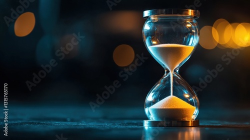 A sand timer is shown with the sand falling out of it