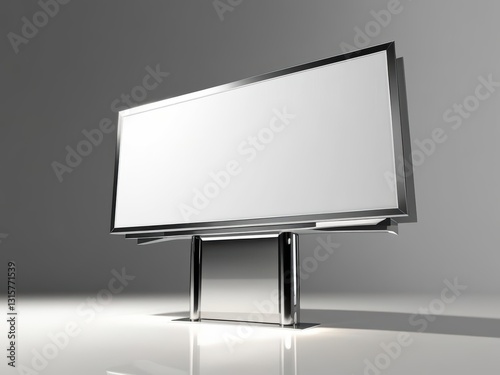 Billboard Advertisement: Modern, sleek billboard with blank canvas, ready for commercial use, and advertisement, on a minimalist neutral background, 3d rendering