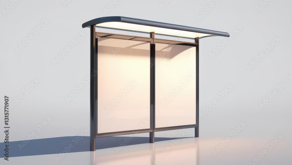Waiting Station: Modern bus shelter stands empty. Clean lines and a minimalist design. Functional urban architecture, 3d rendering Waiting Station: Modern bus shelter stands empty. Clean lines and a minimalist design. Functional urban architecture, 3d rendering