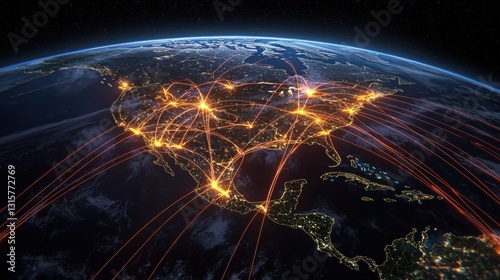 North America's Global Network: A Visual Representation of Interconnectivity