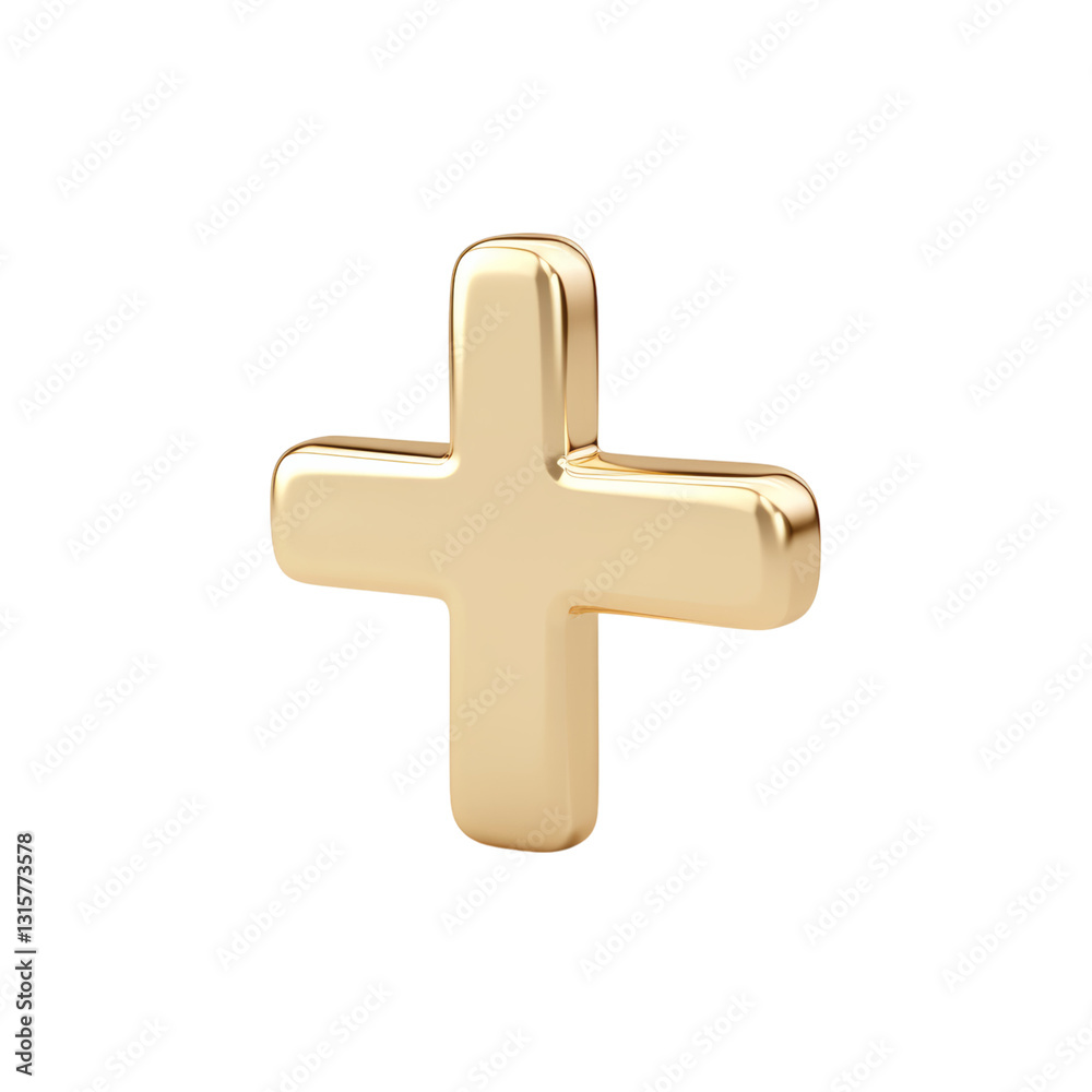 Obraz premium Golden Cross Symbol on a Clean White Isolated on transparent background