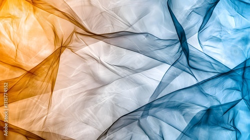Wallpaper Mural Abstract Flowing Fabric in Blue and Orange with Smooth Textures and Light Effects Torontodigital.ca