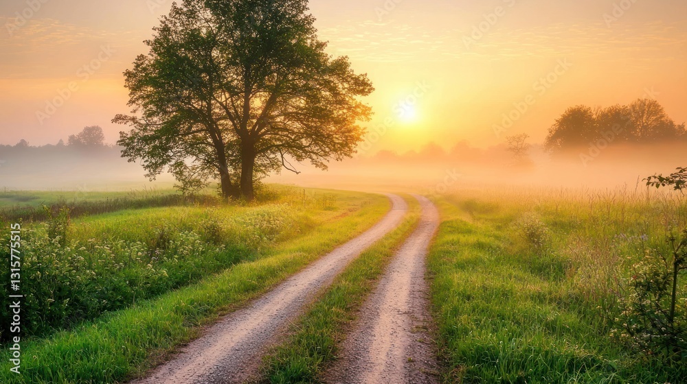 Sunrise Path: Serene Countryside Dawn Sunrise Path: Serene Countryside Dawn