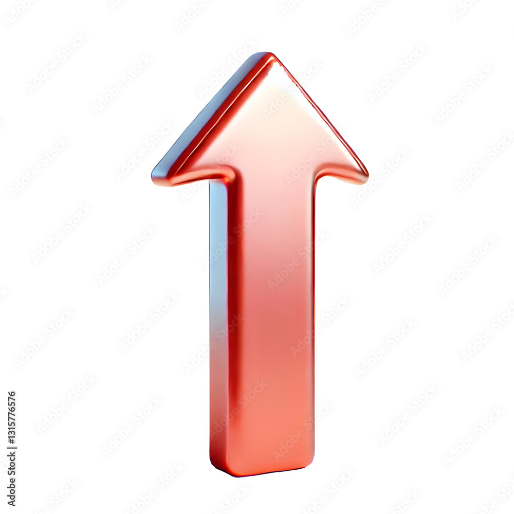 rosy upward arrow isolated on a white background. Clean and glossy design. Concept of direction and rise. 3D Rendering rosy upward arrow isolated on a white background. Clean and glossy design. Concept of direction and rise. 3D Rendering