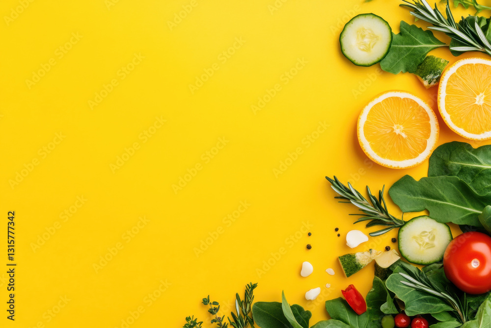 Fresh mixed greens salad topped with rosemary in high fidelity quality. Fresh mixed greens salad topped with rosemary in high fidelity quality.