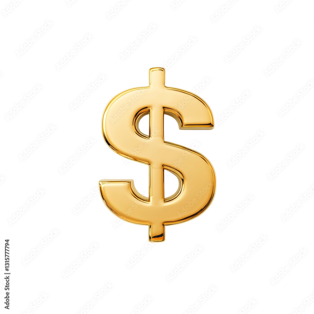 Golden Dollar Sign Isolated on Black Isolated on transparent background Golden Dollar Sign Isolated on Black Isolated on transparent background