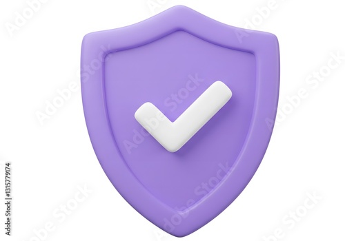 Purple Shield Security 3D Icon