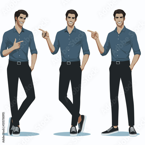 Animated Man Pointing: Versatile Vector Illustration