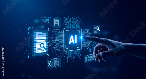  The human Pressing a Virtual AI Button to Enter a Digital World