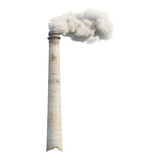 Industrial chimney emitting smoke against clear sky Isolated on transparent background
