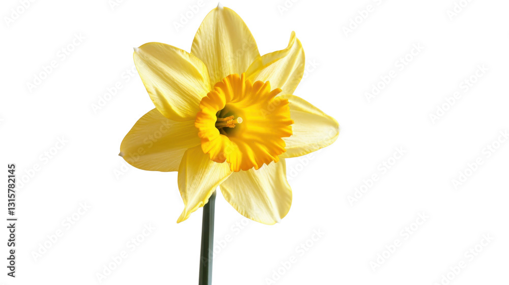 Yellow daffodil blooming on transparent background Yellow daffodil blooming on transparent background