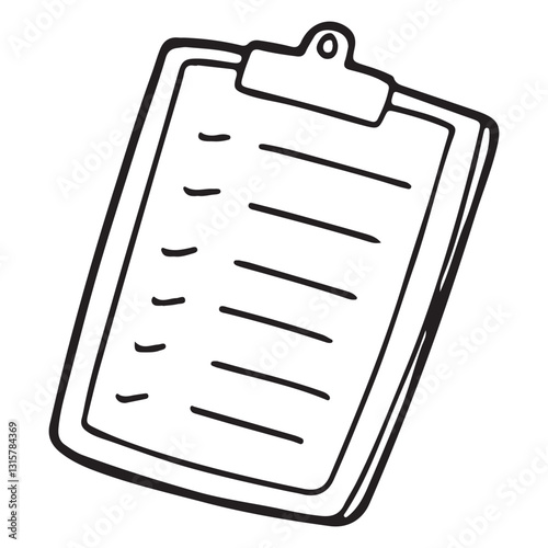 hand draw doodle exam clipboard with a checklist icon