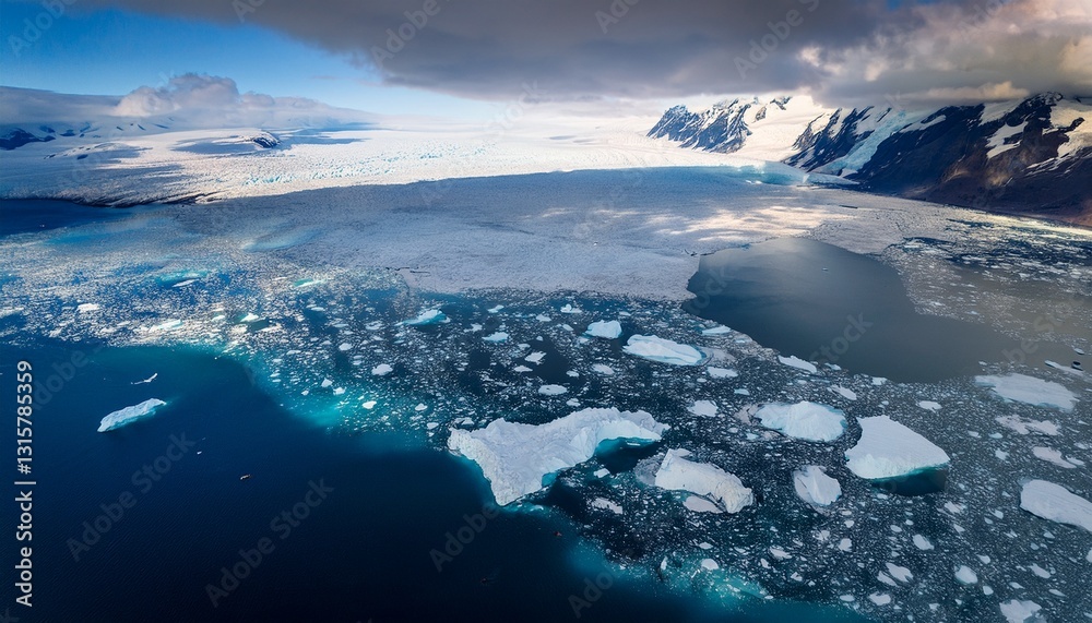 Fototapeta premium Polar ice melt is a stark reminder of environmental fragility. 