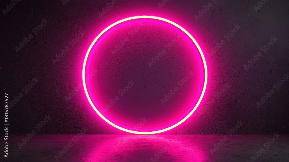 Neon Pink Circle Glowing in Dark Room, Abstract Futuristic Background, Bright Light, Modern Design, Electric, Shiny, Circular Light, Pink Illumination Neon Pink Circle Glowing in Dark Room, Abstract Futuristic Background, Bright Light, Modern Design, Electric, Shiny, Circular Light, Pink Illumination