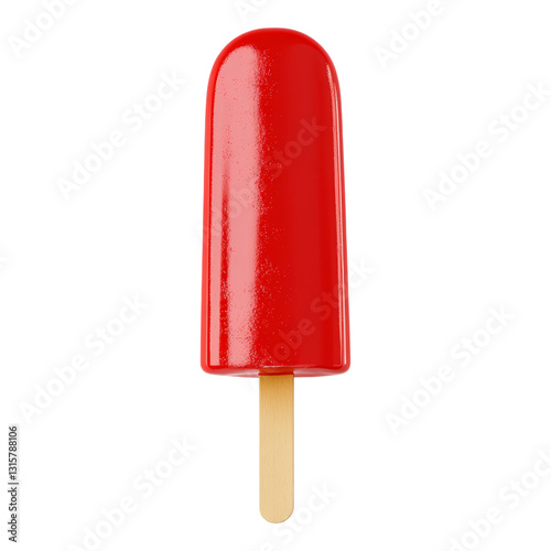Bright Red Popsicle on Wooden Stick Isolated Image Isolated on transparent background