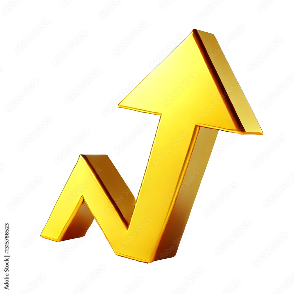 yellow upward arrow isolated on a white background. Clean and glossy design. Concept of direction and rise. 3D Rendering yellow upward arrow isolated on a white background. Clean and glossy design. Concept of direction and rise. 3D Rendering