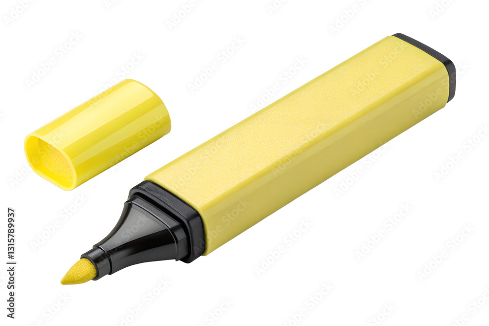 A yellow marker with a black tip, isolated on transparent background A yellow marker with a black tip, isolated on transparent background