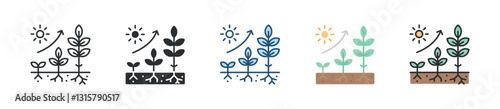 Growth Icon Set Multiple Style Collection