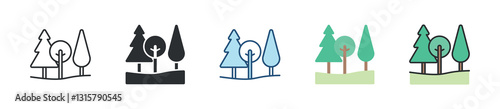Trees Icon Set Multiple Style Collection
